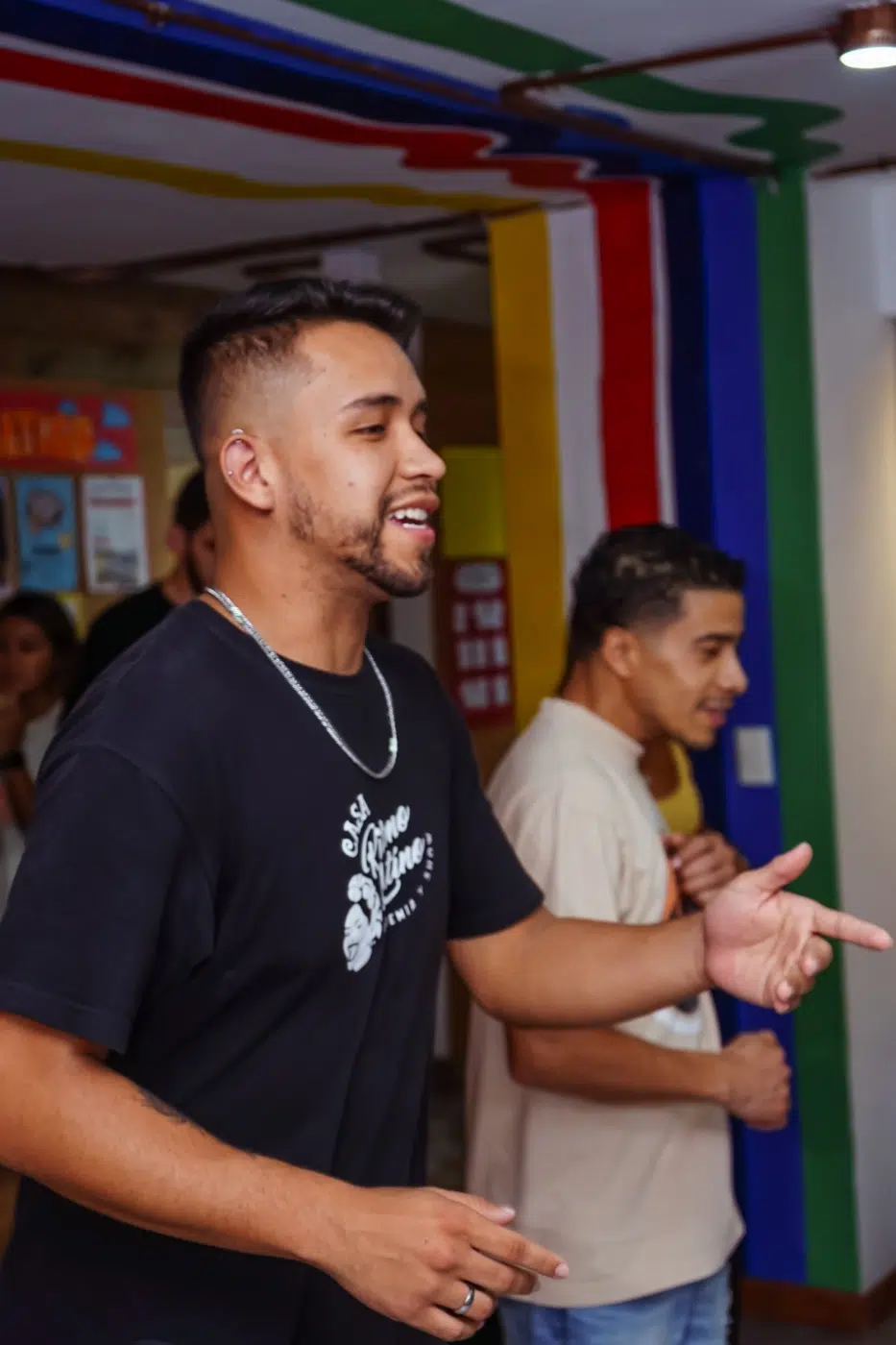 Salsa instructor guiding a student at Casa Ritmo Latino